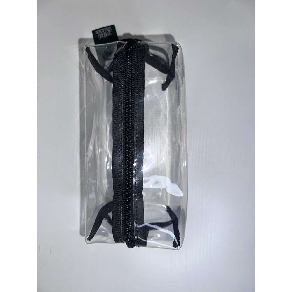 Transparent PVC Cosmetic Bag Black Mesh Gym Travel Vacation Toiletry Organizer